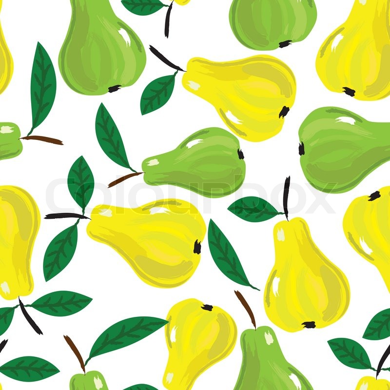 800x800 Fruit Pear Watercolor Vector Seamless Background With Yellow And - Pear Watercolor
