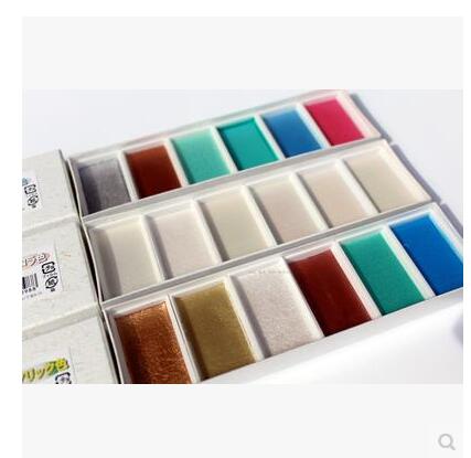 427x415 Japanese 6 Colored Solid Watercolor With Three Type Pearlmetal - Pearl Watercolor