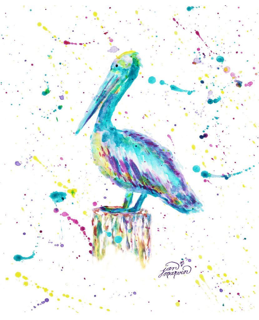 829x1024 Pelican Art Print Of Watercolor Painting Jan Marvin Art Studio - Pelican Watercolor