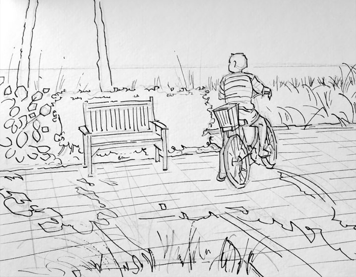 718x560 Seaview Pen And Ink With Watercolor - Pen And Ink Watercolor