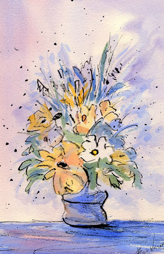 323x500 Pen Amp Ink Wash Flower Study - Pen And Ink Watercolor Flowers