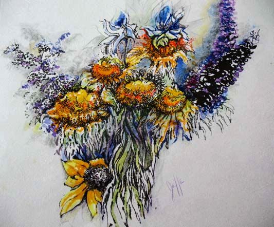 533x442 Stunning Original Watercolor Painting, Signed, Judith Jaffe - Pen And Ink Watercolor Paintings