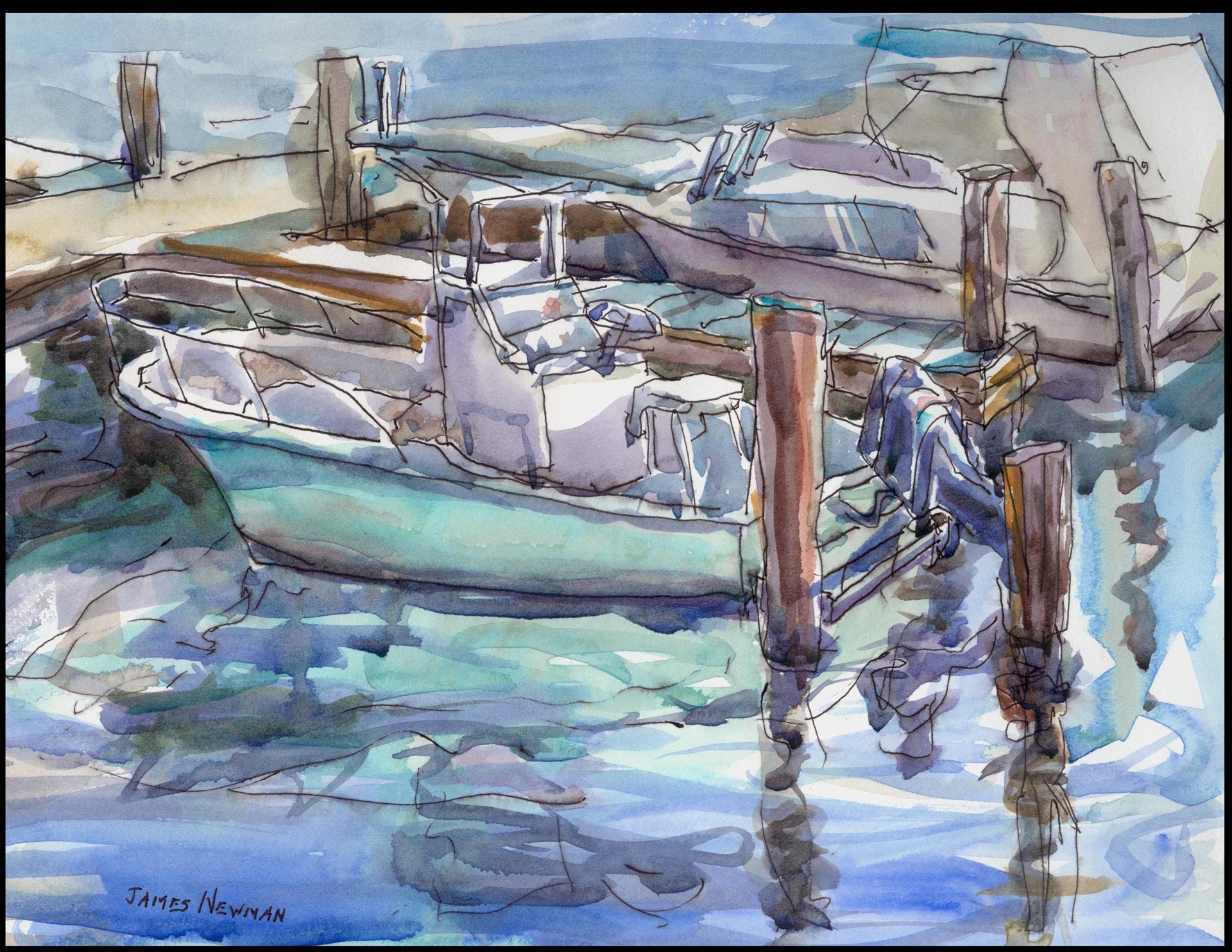 1920x1484 Time Lapse Watercolor Painting Over Pen And Ink Sketch The Teal - Pen And Ink Watercolor Paintings