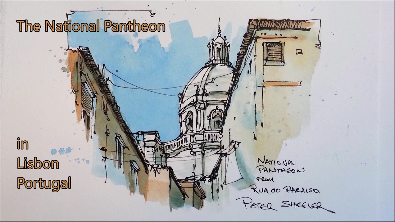 1280x720 Pen And Wash, Urban Sketch Style Watercolor Demonstration - Pen Ink Watercolor Sketching