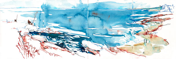 600x201 Urban Sketching A Panorama In Pen Amp Ink And Watercolor - Pen Ink Watercolor Sketching