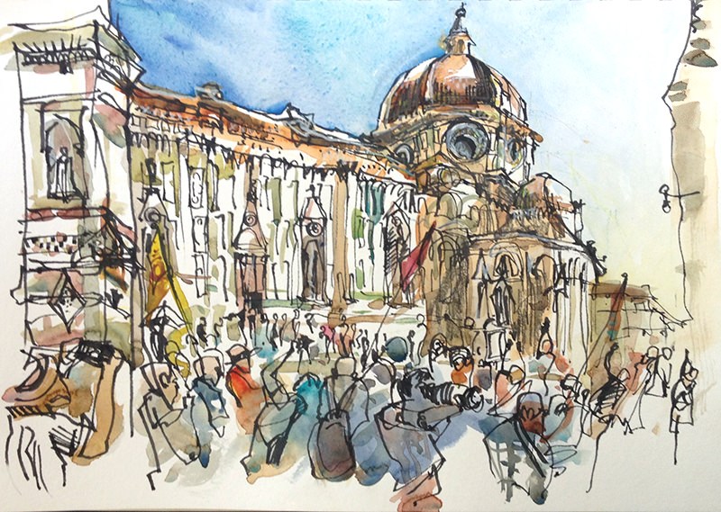 800x569 ~ Guest Doodlewash Travels With Watercolors - Pen Ink Watercolor Sketching