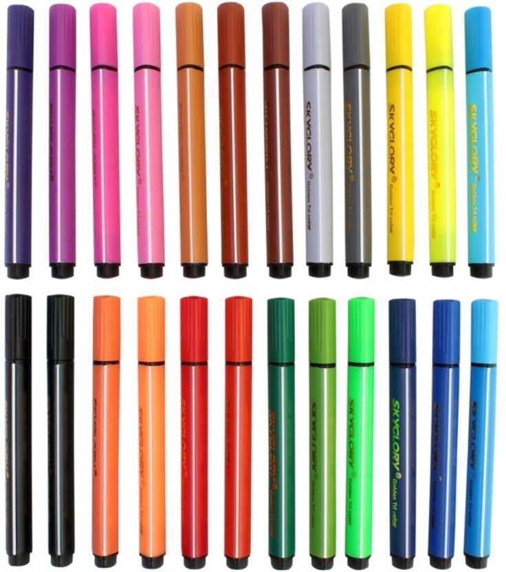 736x832 Sky Glory 24 Assorted Colors Watercolor Marker Nib - Pen Ink Watercolor Sketching