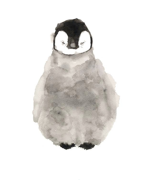 612x756 Penguin Watercolor Print Etsy - Penguin Watercolor