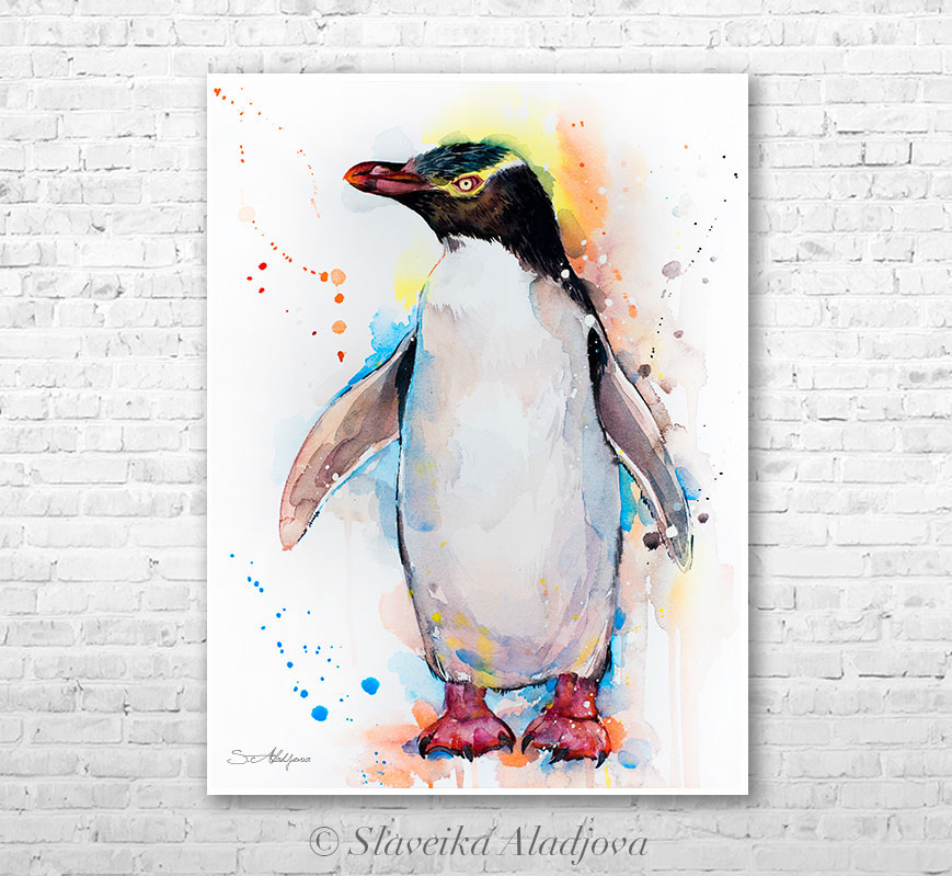 869x799 Yellow Eyed Penguin Watercolor By Slaveika Aladjova On Behance - Penguin Watercolor
