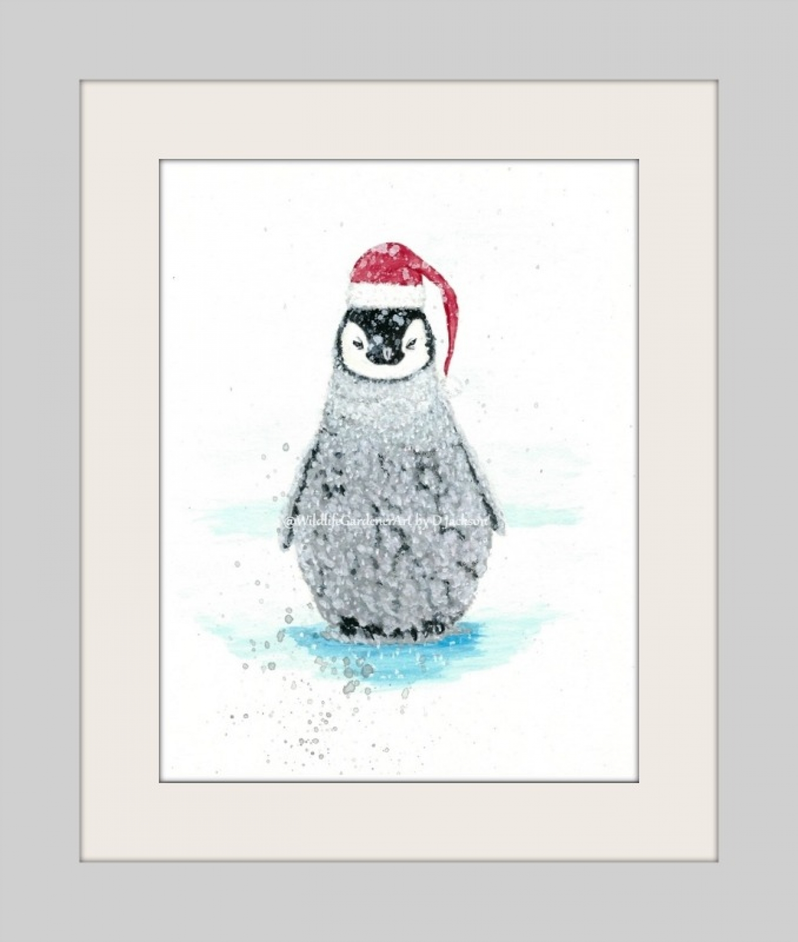 1600x1888 Christmas Penguin Santa Watercolor Art Print Wildlife Gardener Art - Penguin Watercolor