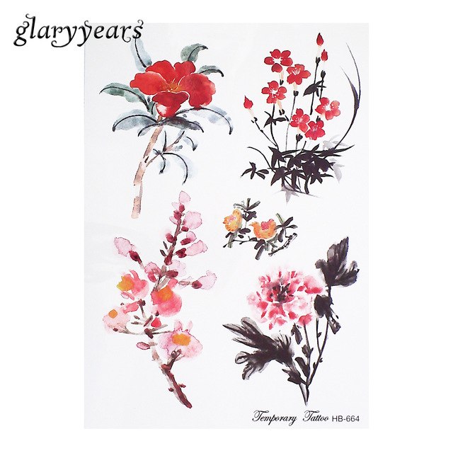 640x640 1 Piece Temporary Tattoo Sticker Watercolor Peony Flower - Peony Flower Watercolor