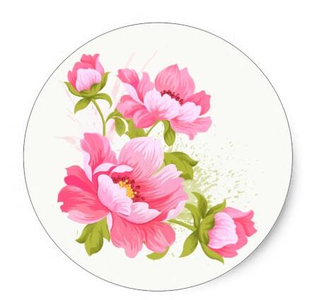 448x425 1.5inch Floral Watercolor Pink Peonies Flower Stickers In - Peony Flower Watercolor