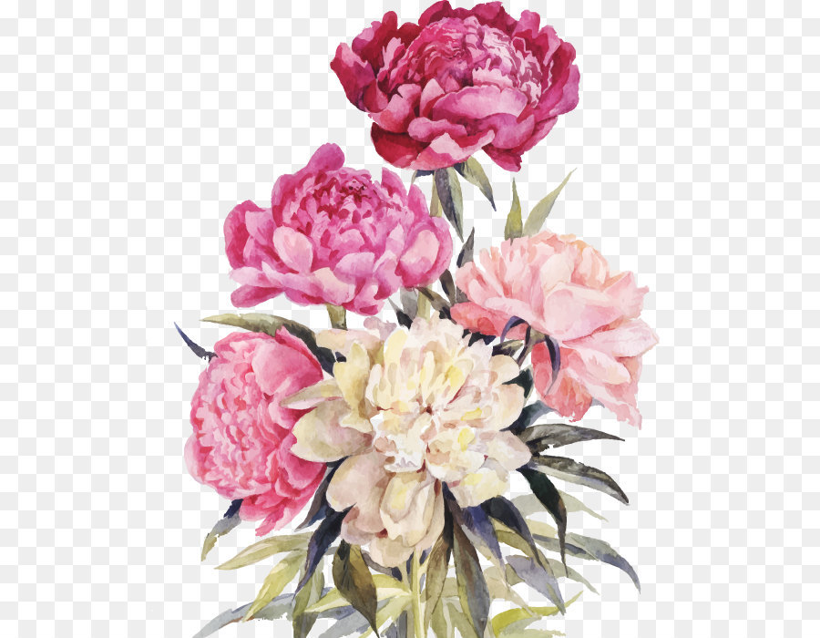 900x700 Peony Flower Bouquet Illustration - Peony Flower Watercolor