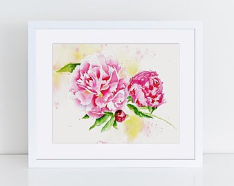 340x270 Peonies Watercolor Etsy - Peony Watercolor