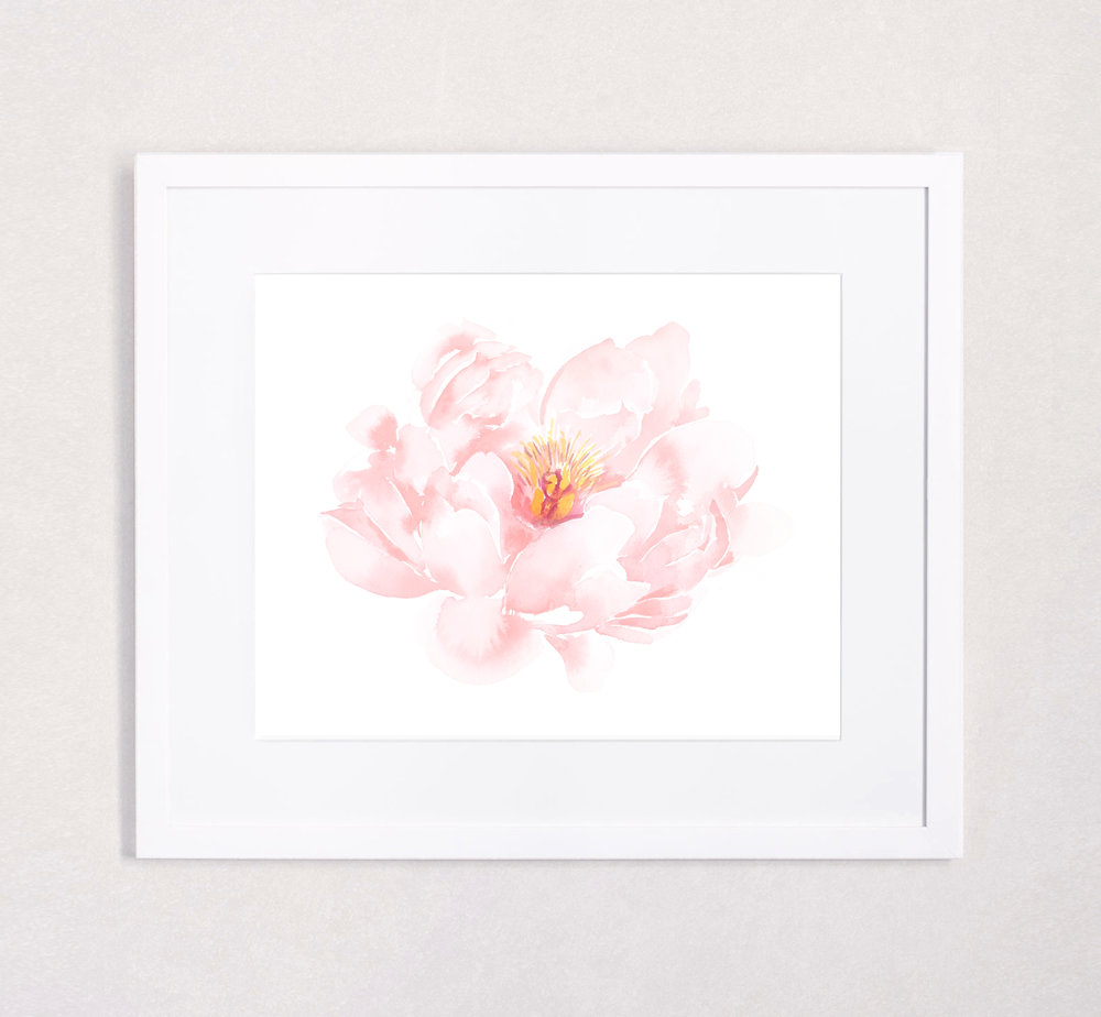 1000x924 Blush Fading Peony Watercolor Art Print Julie Song Ink - Peony Watercolor