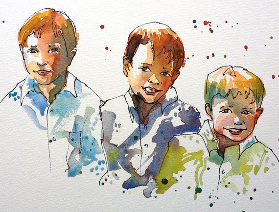 570x433 Pictures Watercolour Paintings Of People, - People Watercolor