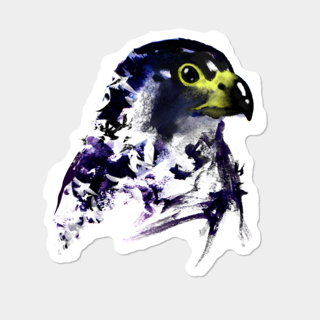 650x650 Peregrine Falcon Watercolor Bird Art Sticker By Happycolours - Peregrine Falcon Watercolor