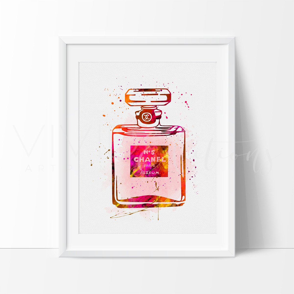 1200x1200 Chanel No. 5 Fashion Modern Contemporary Watercolor Art Print Wall - Perfume Bottle Watercolor