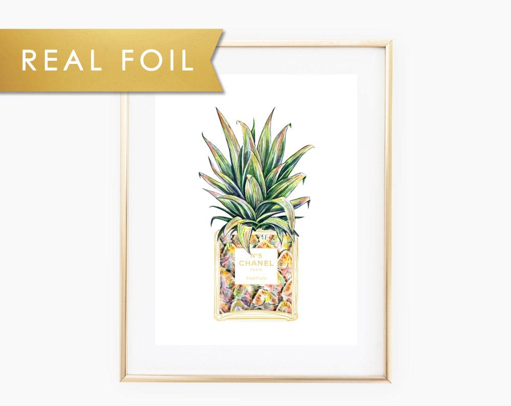 1000x794 Chanel No. 5 Perfume Bottle With Pineapple Watercolor Print - Perfume Bottle Watercolor