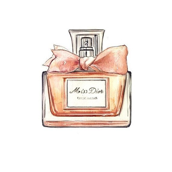 570x570 Miss Dior, Perfume Bottle, Watercolor Illustration, Art Print - Perfume Bottle Watercolor
