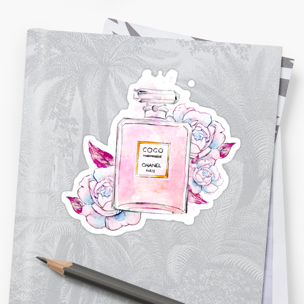 1000x1000 Perfume Bottle Watercolor Stickers By Southprints Redbubble - Perfume Bottle Watercolor