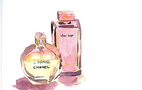 500x318 Perfume Bottles In Watercolor Moleskine Watercolor - Perfume Bottle Watercolor
