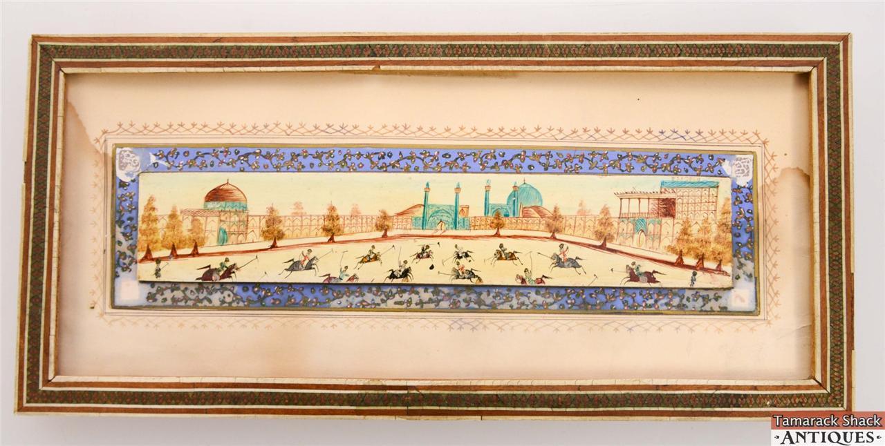 1280x646 Persian Hand Painted Suratgari Bone Marquetry Khatam Frame - Persian Watercolor