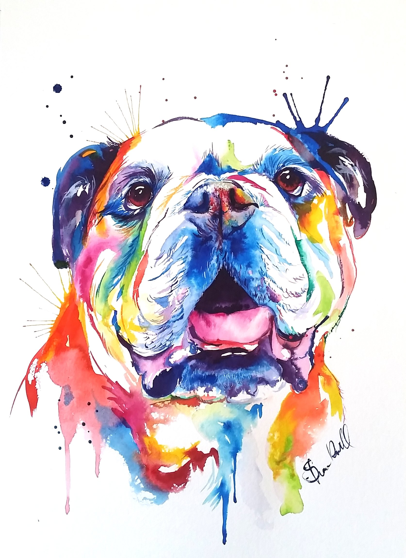 1674x2302 Custom Watercolor Splash Pet Portrait On Paper Weekday Best - Pet Watercolor