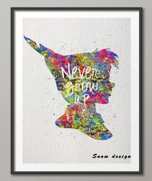 505x600 Original Watercolor Peter Pan Canvas Print - Peter Pan Watercolor