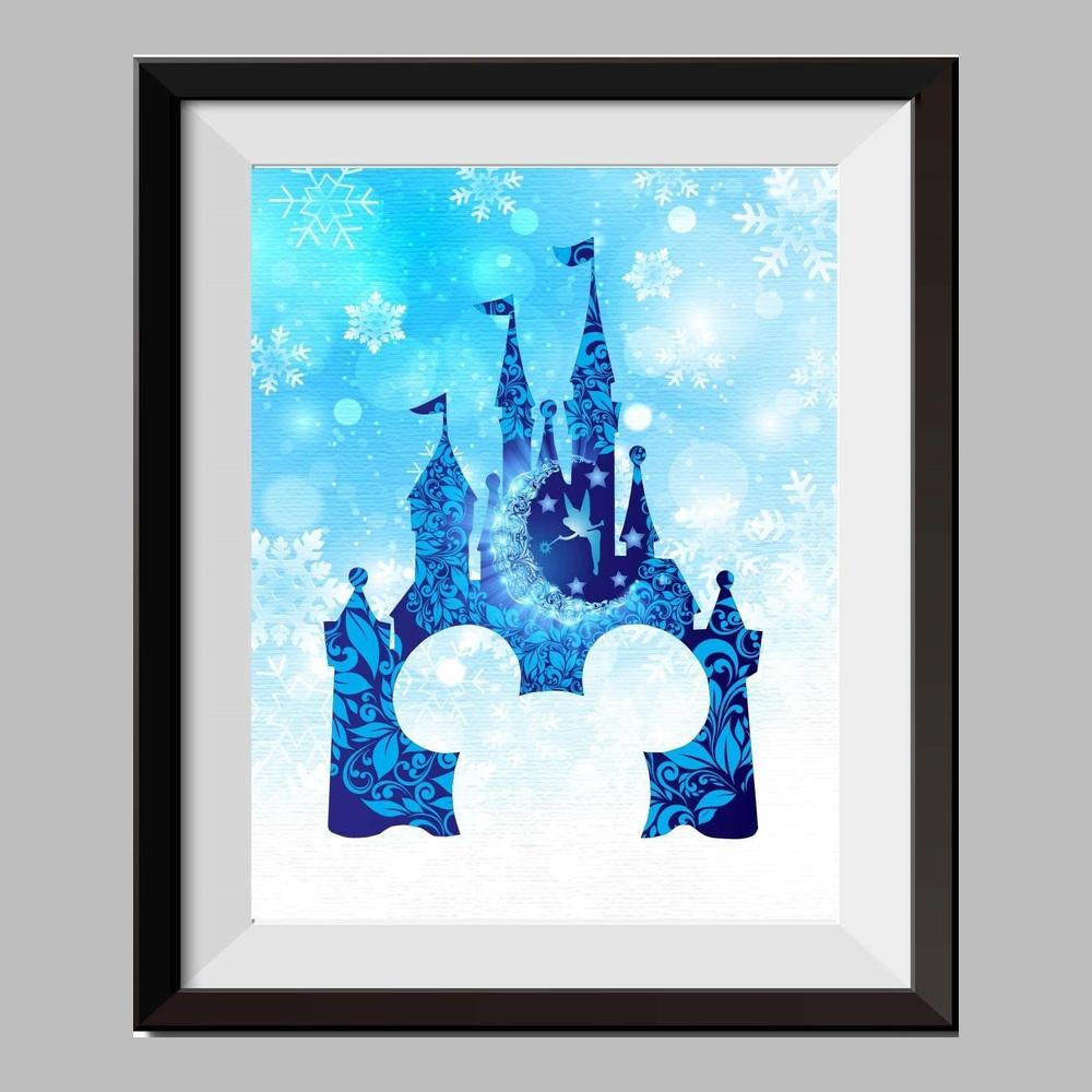 1000x1000 Tinkerbell Peter Pan Princess Cinderella Castle Watercolor Print - Peter Pan Watercolor