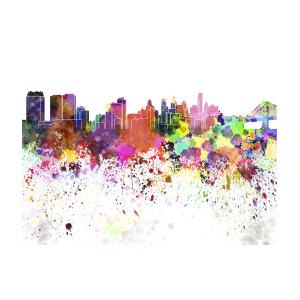 300x300 Philadelphia Skyline In Watercolor On White Background Painting By - Philadelphia Skyline Watercolor