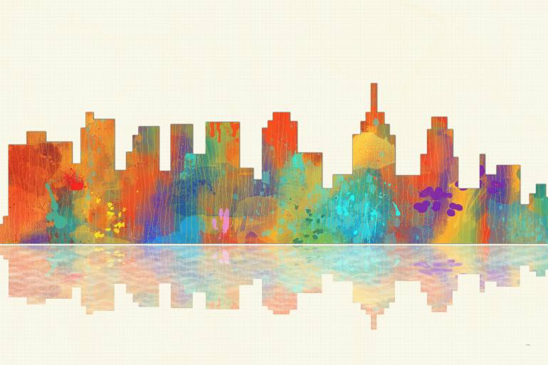 770x513 Philadelphia Skyline Painting By Marlene Watson Saatchi Art - Philadelphia Skyline Watercolor