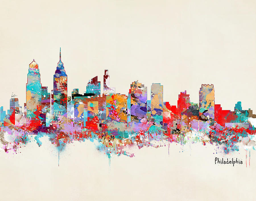 900x707 Philadelphia Skyline Paintings Fine Art America - Philadelphia Skyline Watercolor