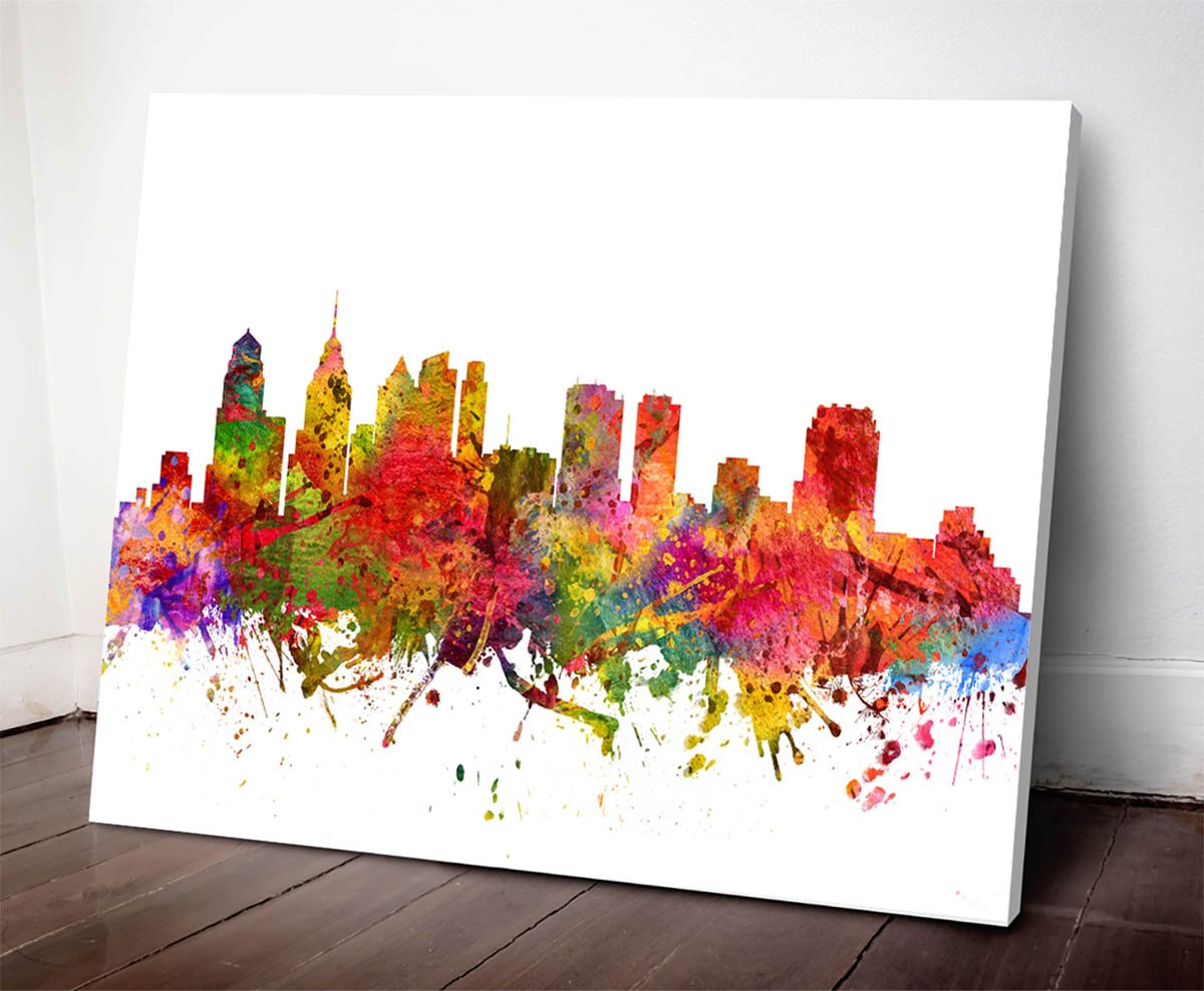 1200x988 Philadelphia Skyline Watercolor Art Print - Philadelphia Skyline Watercolor