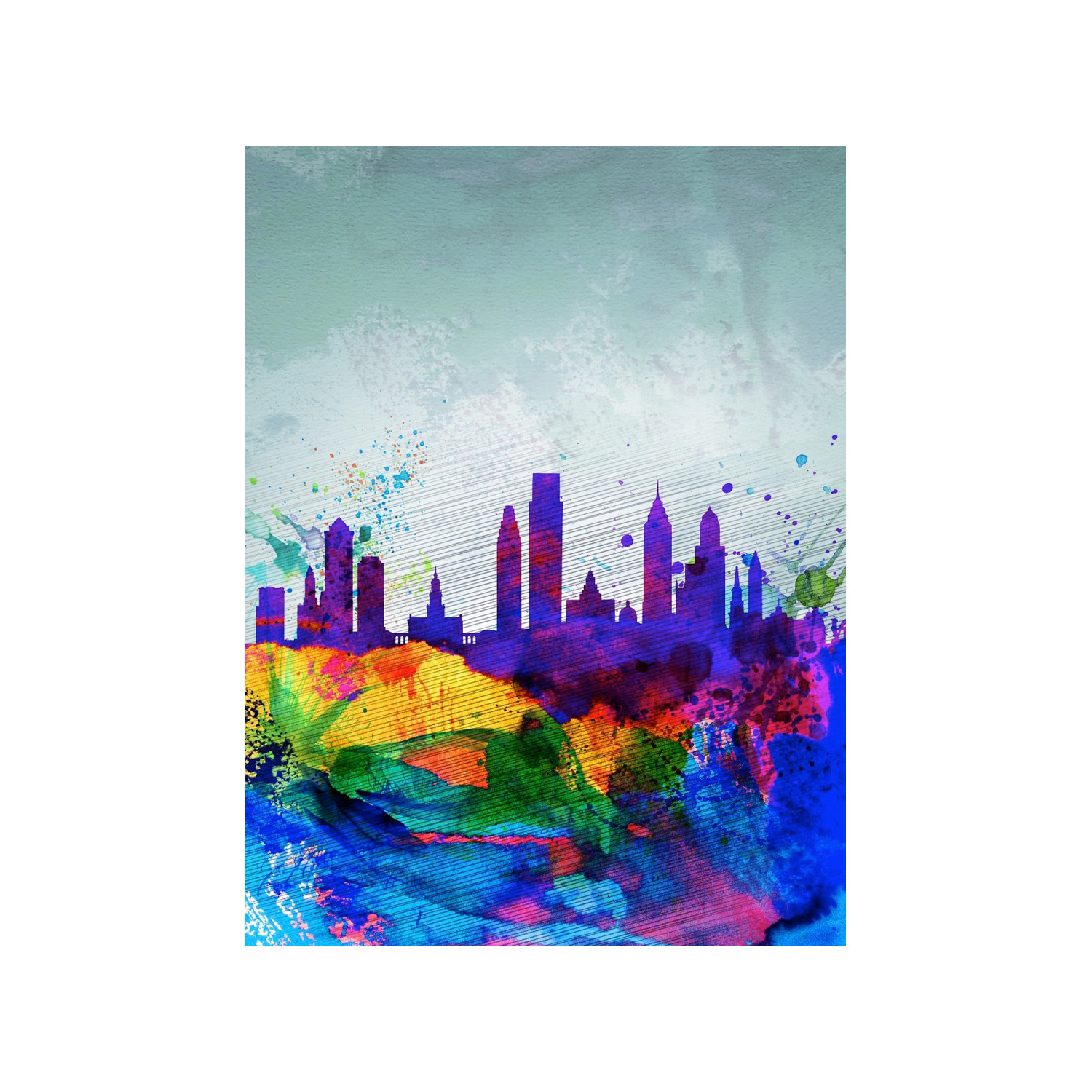 1500x1500 Philadelphia Watercolor Skyline (15w X 20h) - Philadelphia Skyline Watercolor