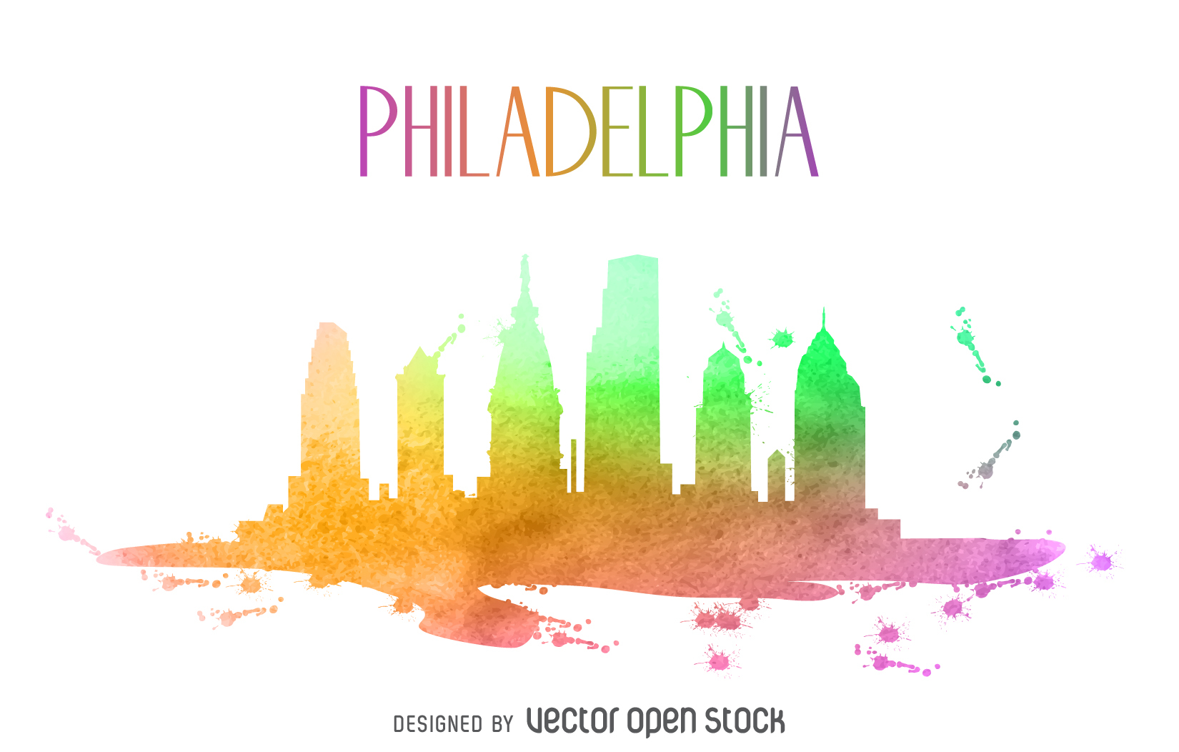 1650x1052 Philadelphia Watercolor Skyline Silhouette - Philadelphia Skyline Watercolor