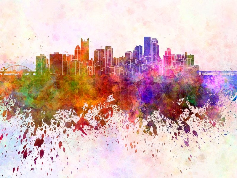 800x600 Pittsburgh Skyline In Watercolor Background Stock Photo Colourbox - Philadelphia Skyline Watercolor