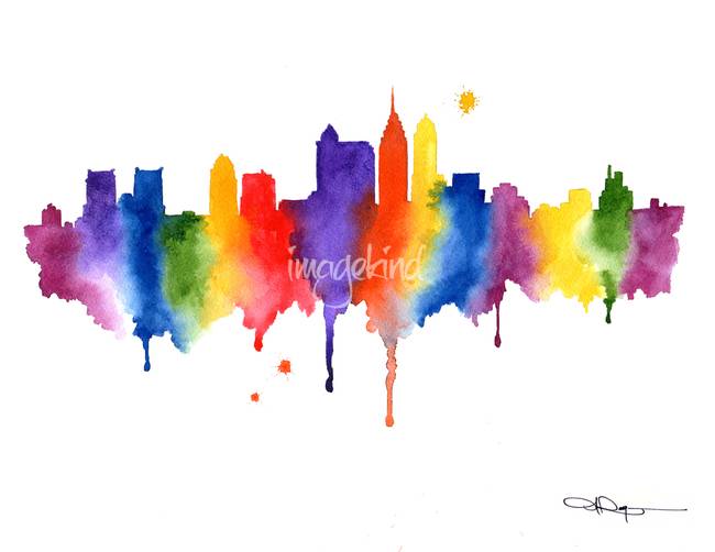 650x502 Stunning Philadelphia Skyline Watercolor Painting Reproductions - Philadelphia Skyline Watercolor