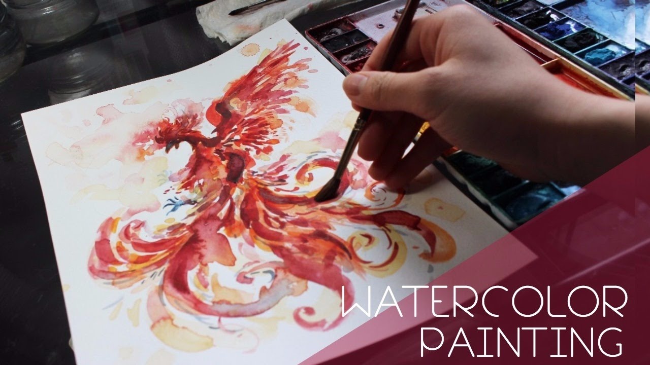 1280x720 Painting A Phoenix Watercolor Painting Coco Bee - Phoenix Watercolor