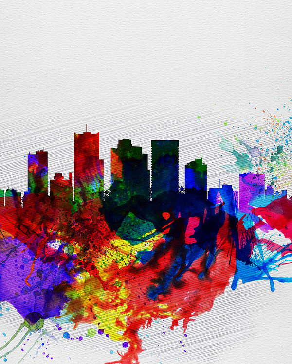 600x749 Phoenix Watercolor Skyline 2 Poster By Naxart Studio - Phoenix Watercolor