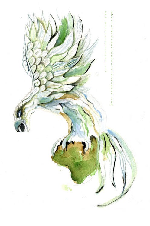 496x749 Map Icons Phoenix Patricia Jacques Dreaming Into Being - Phoenix Watercolor Painting