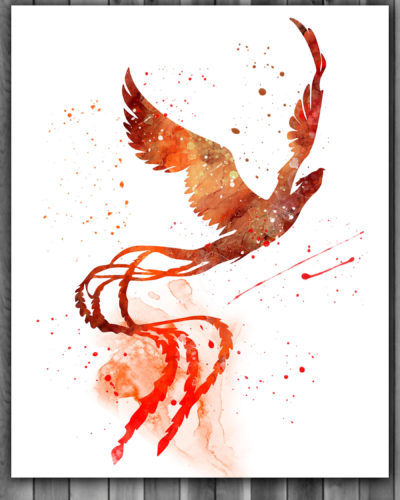 400x500 Phoenix Watercolor Print, Phoenix Fantasy Art, Disney Art, Phoenix - Phoenix Watercolor Painting