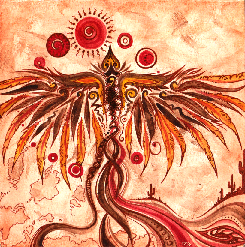 816x823 Phoenix In Watercolor - Phoenix Watercolor Painting