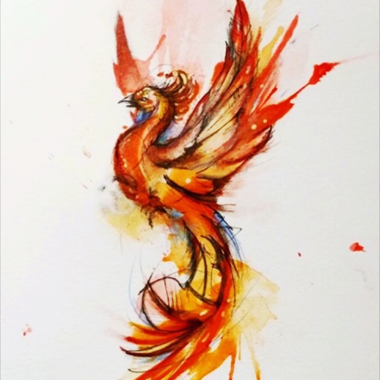 782x782 Souzanatasha - Phoenix Watercolor Painting