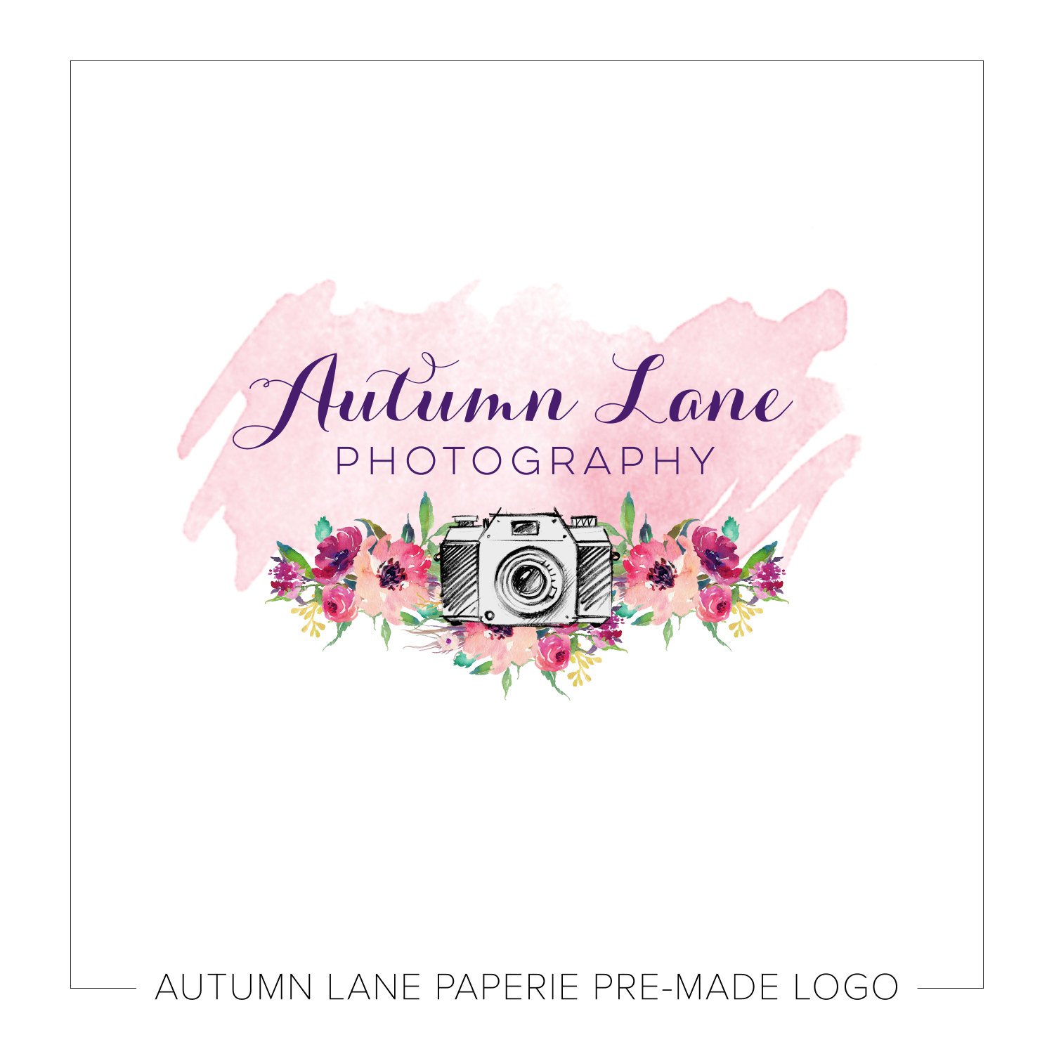 1500x1500 Premade Logo Design, Watermark Logo, Watercolor Logo, Photography - Photography Watercolor