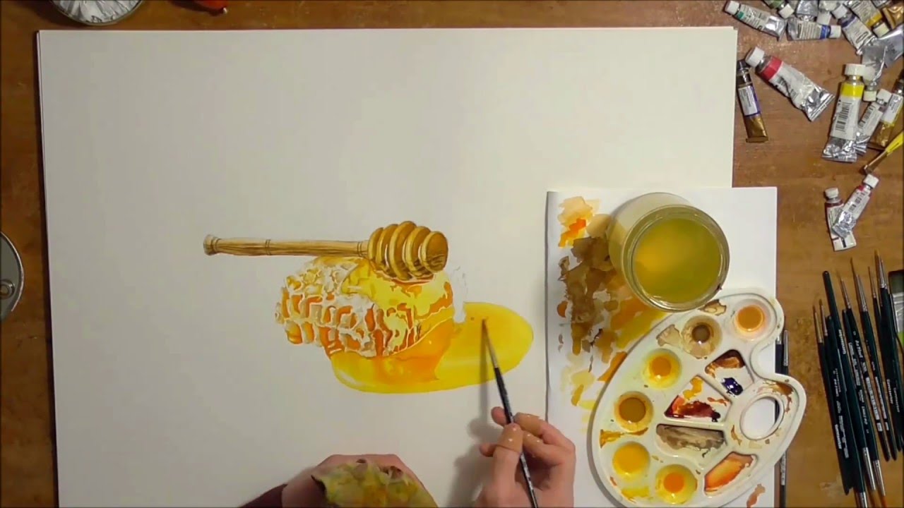 1280x720 Photorealistic Watercolor Speedpainting Honey - Photorealistic Watercolor