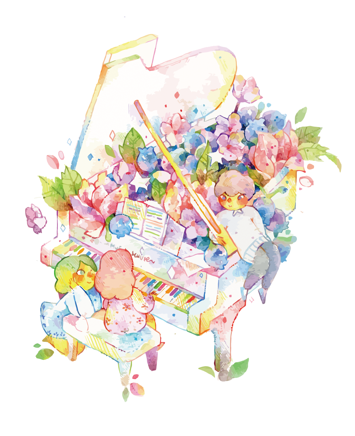 1221x1500 Flower Study Watercolor Painting Piano - Piano Watercolor