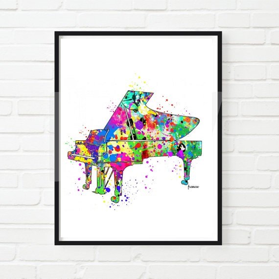 570x570 Piano Art Printable Watercolor Printable Music Art Home Decor - Piano Watercolor