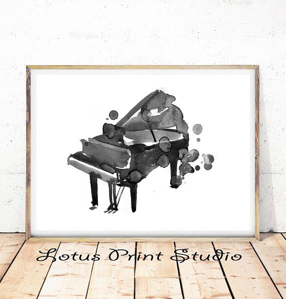 570x597 Piano Print Abstract Watercolour Painting Black Amp White Wall - Piano Watercolor