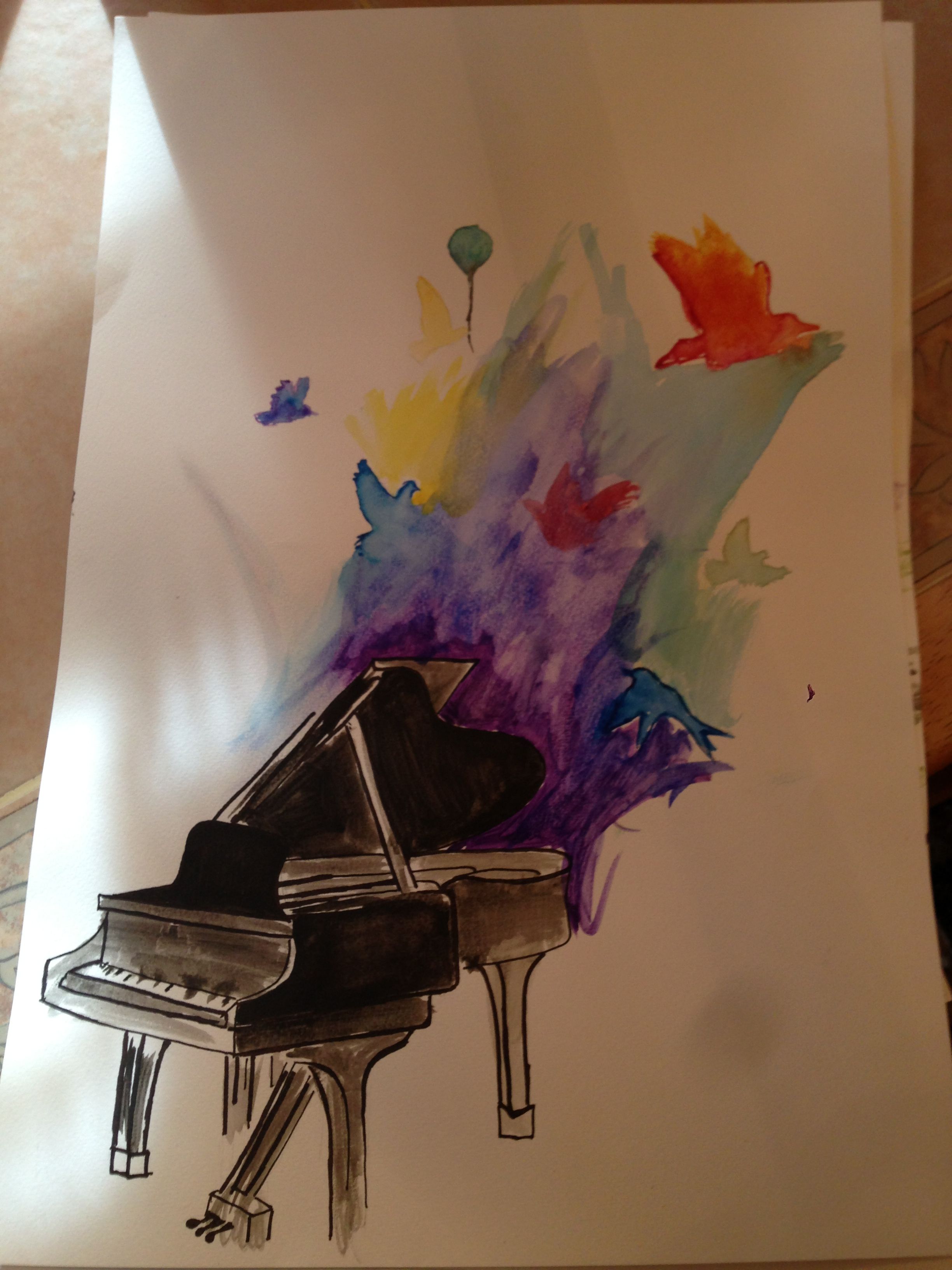 2448x3264 Piano Abstract Watercolor 2d Design Inspiration! - Piano Watercolor